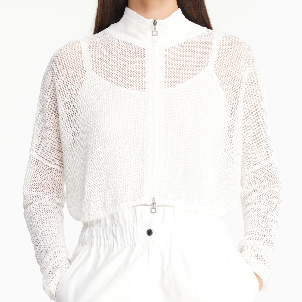 Sarah Pacini Signature Cardigan - Cropped Off White One Size Linen Yarns